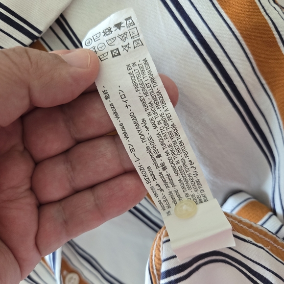 Zara Casual Button Down Shirt White and Brown Size L - Picture 3 of 5